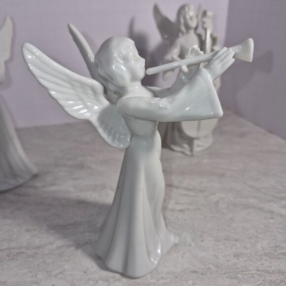 3 White Tengra Angel's 6ins Tall Porcelain Girl's Figurine, - Picture 7 of 16